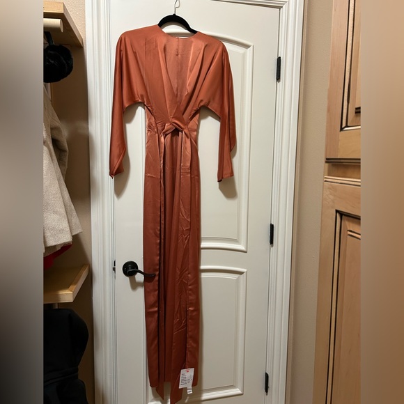 ASOS BURNT ORANGE SILK DRESS - Picture 4 of 6